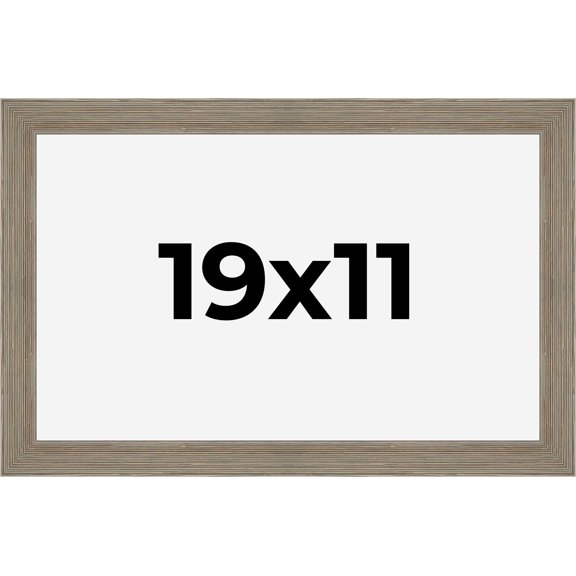 19x11 Frame Gray Barnwood Rustic Solid Wood Picture Frame | 1.5 Inch Moulding Width | Includes UV