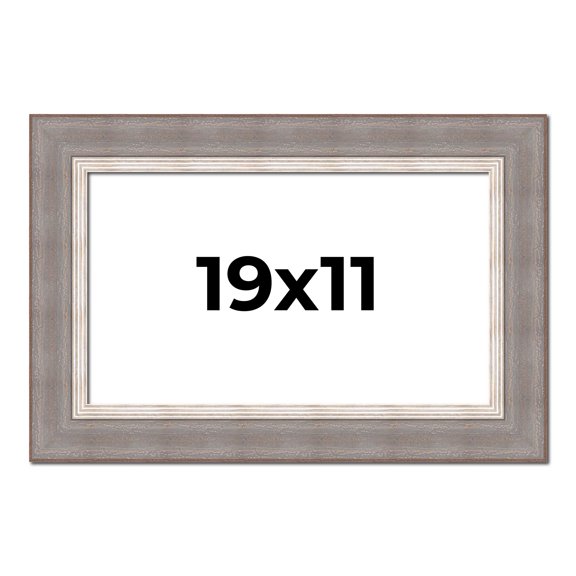 19x11 Frame Grey Real Wood Picture Frame Width 2.75 Inches | Interior Frame Depth 0.5 Inches |
