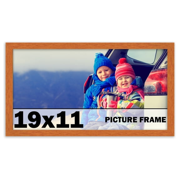 19x11 Frame Honey Pecan Brown Picture Frame - Modern Photo Frame Includes UV Acrylic Shatter Guard