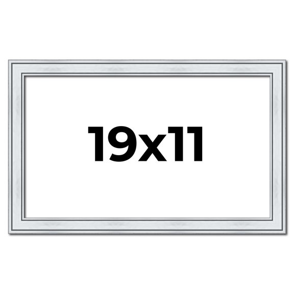 19x11 Frame Sterling Silver Solid Wood Picture Frame | 1.25 Inch Moulding Width | 0.75 Inch