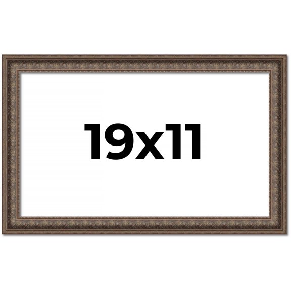 19x11 Ornate Brown Real Wood Picture Frame Width 1.5 Inches | Interior Frame Depth 0.5 Inches |