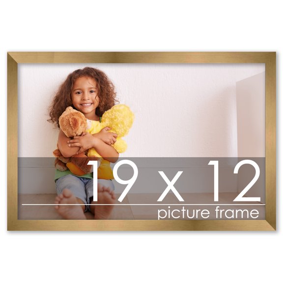 19x12 Gold Bronze Wood Picture Frame - UV Acrylic, Foam Board Backing, Hanging Hardware