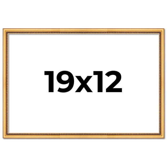 19x12 Frame Beaded Gold Solid Wood Picture Frame | 0.75 Inches Moulding Width | Liscio Oro