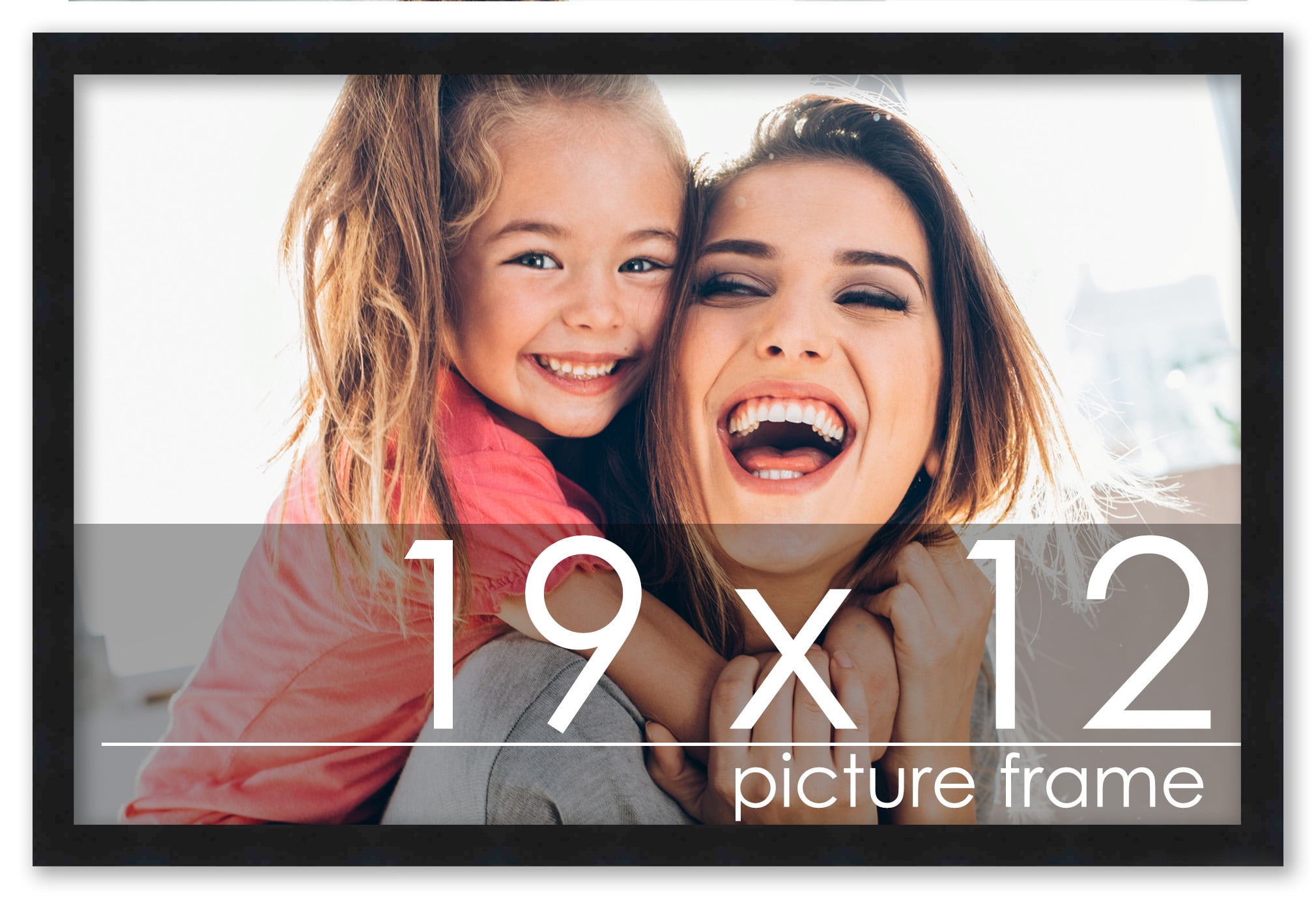19x12 Black Wood Picture Frame - UV Acrylic, Foam Board Backing