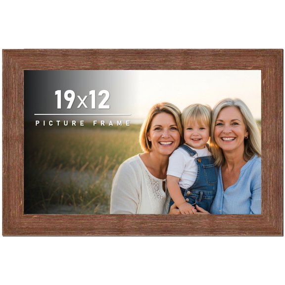 19x12 Frame Brown Distressed Barnwood Picture Frame | Rustic Farmhouse Photo Frame Includes UV