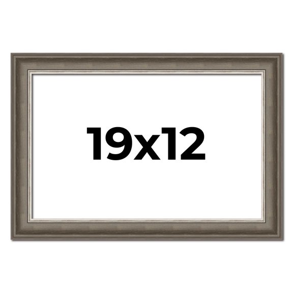19x12 Frame Brown Solid Wood Picture Frame | 1.75 Inch Moulding Width | Austin Frame Complete with