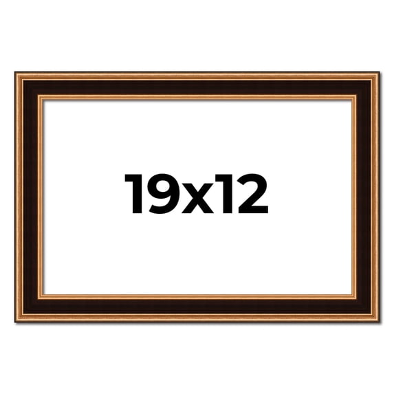 19x12 Frame Gold Brown Plein Air Vintage Solid Wood Picture Frame | 1.75 Inches Moulding Width |