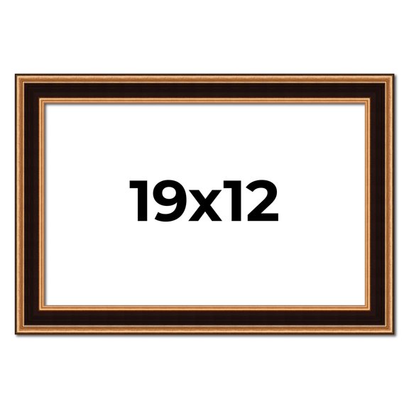 19x12 Frame Gold Brown Plein Air Vintage Solid Wood Picture Frame | 1.75 Inches Moulding Width |