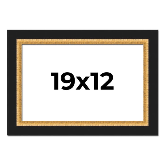 19x12 Frame Gold Real Wood Picture Frame Width 2.25 Inches | Interior Frame Depth 0.5 Inches |