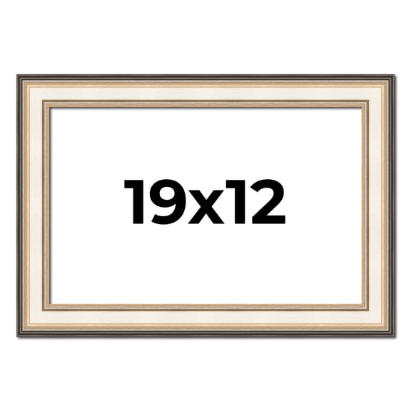 19x12 Frame Gold Silver Plein Aire 2" Inch Wide Moulding Solid Wood Picture Frame | Modena