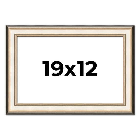 19x12 Frame Gold Silver Plein Aire 2" Inch Wide Moulding Solid Wood Picture Frame | Modena