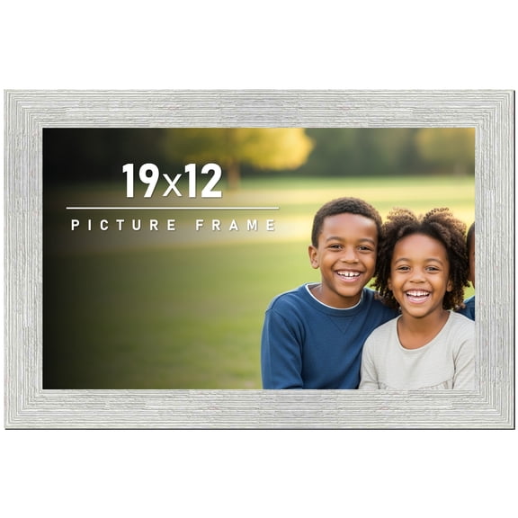 19x12 Frame White Barnwood Picture Frame Includes UV Acrylic Plexiglass, Acid Free Foam Backing