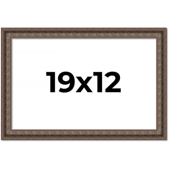 19x12 Ornate Brown Real Wood Picture Frame Width 1.5 Inches | Interior Frame Depth 0.5 Inches |