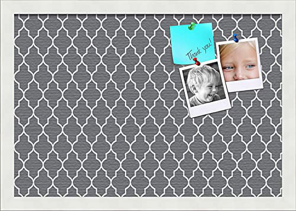 19x13 Cork Bulletin Board Quatrefoil Dk Grey Board with a Canvas Style