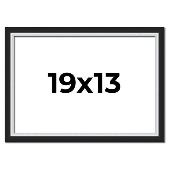 19x13 Frame Black & Silver Solid Wood Picture Frame Width 1.25 Inches | Interior Depth 0.75 Inches