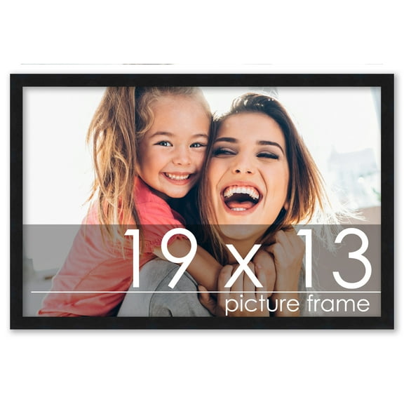 19x13 Black Wood Picture Frame - UV Acrylic, Foam Board Backing, Hanging Hardware