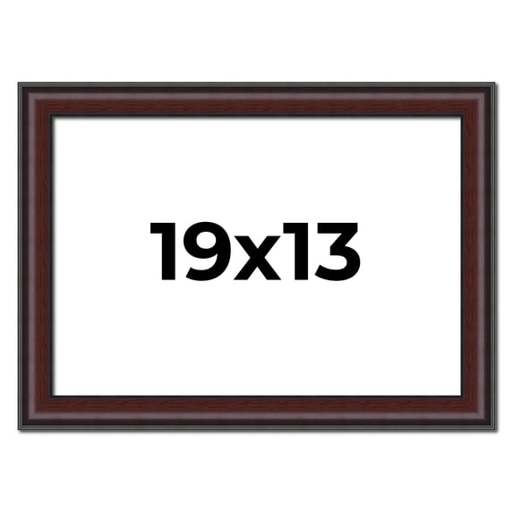 19x13 Frame Brown Round Mahogany Solid Wood Picture Frame | 1.625 Inch Moulding Width | with UV