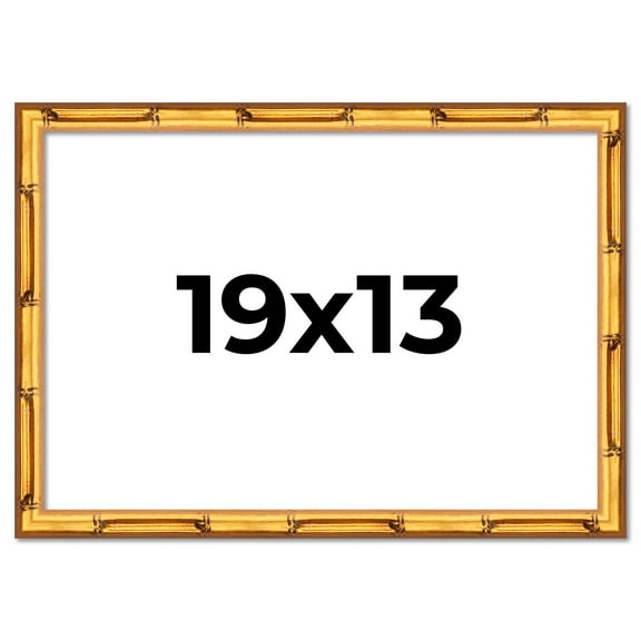 19x13 Frame Gold Bamboo Solid Wood Picture Frame | 0.75 Inch Moulding Width | Interior Frame Depth