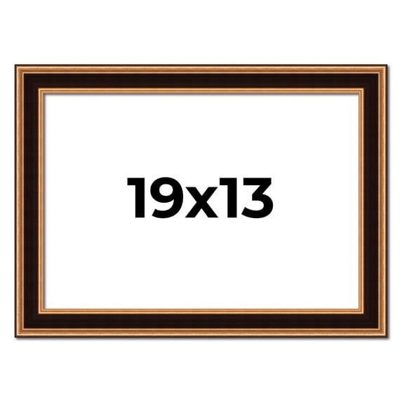 19x13 Frame Gold Brown Plein Air Vintage Solid Wood Picture Frame | 1.75 Inches Moulding Width |