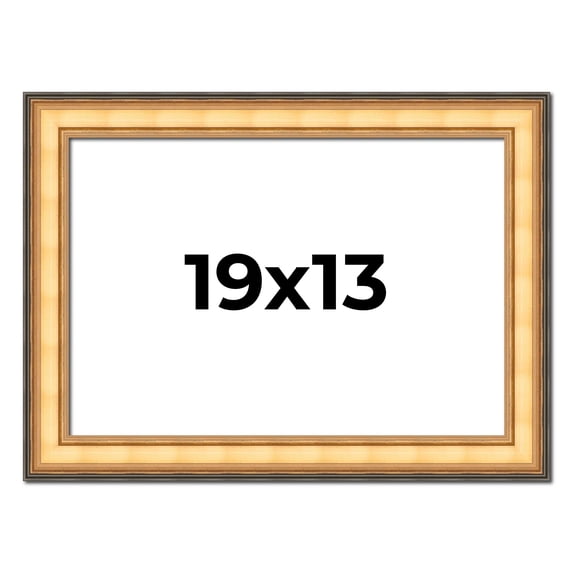 19x13 Frame Gold Plein Aire Solid Wood Picture Frame Width 2 Inches | Interior Frame Depth 0.5