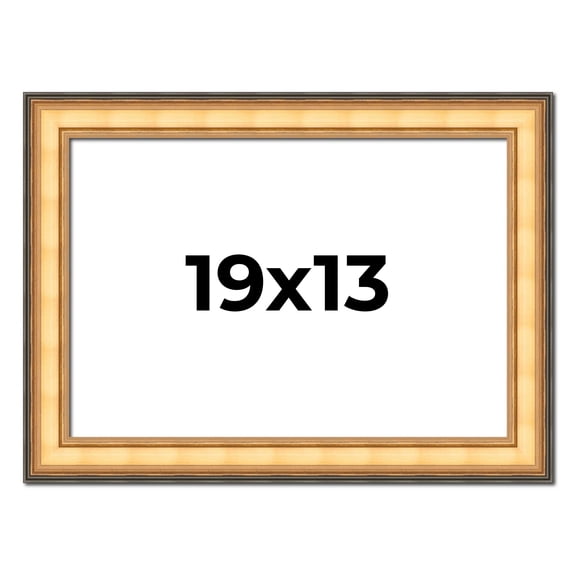 19x13 Frame Gold Plein Aire Solid Wood Picture Frame Width 2 Inches | Interior Frame Depth 0.5