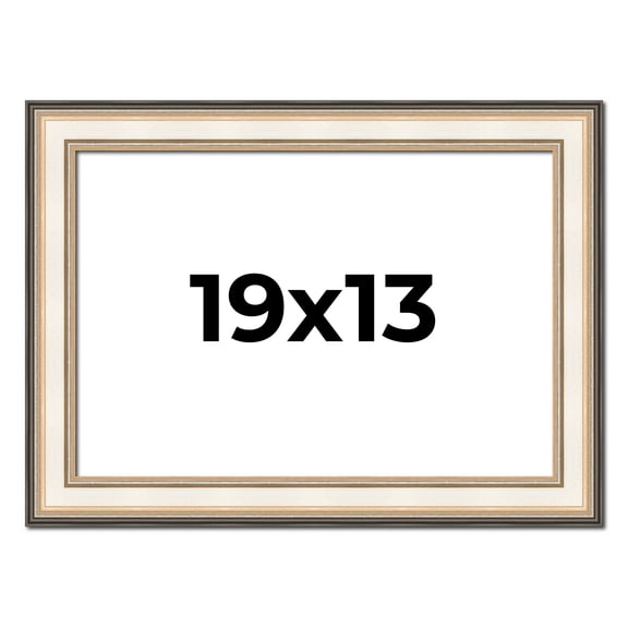 19x13 Frame Gold Silver Plein Aire 2" Inch Wide Moulding Solid Wood Picture Frame | Modena