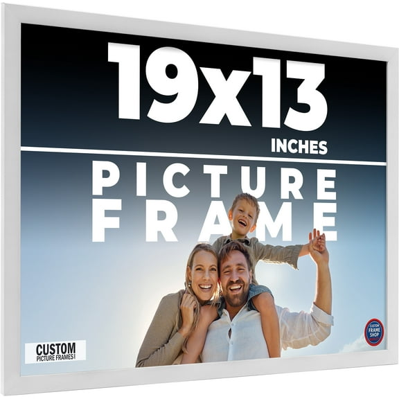 19x13 Frame White Solid Wood Picture Frame Includes UV Acrylic Shatter Guard Front, Acid Free Foam