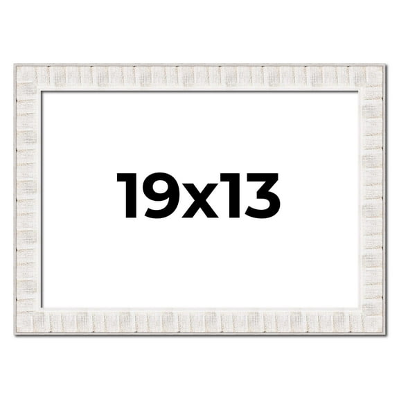 19x13 Frame White Sonoma Rustic Wood Picture Frame | 1.5 Inch Moulding Width | Complete with UV
