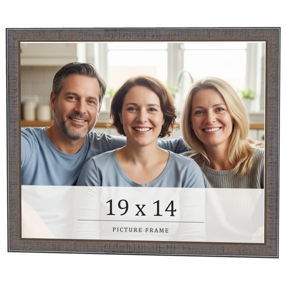 19x14 Frame Blue Kingsley Pewter Solid Wood Picture Frame Width 0.75 Inches |Interior Depth 0.5