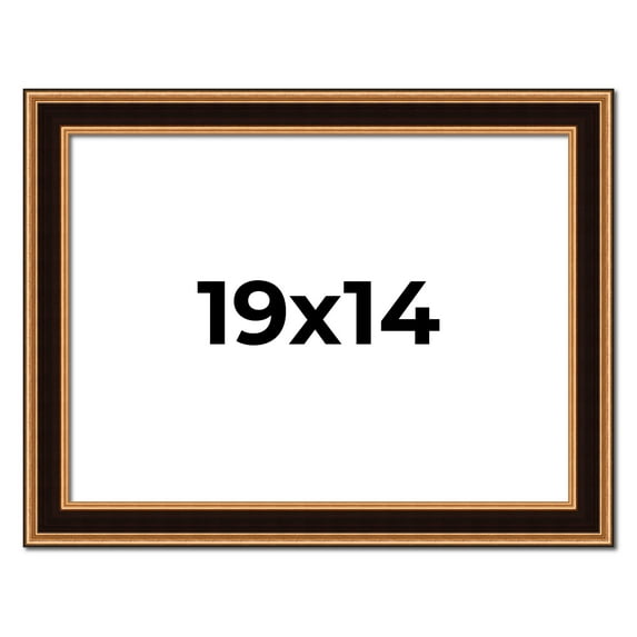 19x14 Frame Gold Brown Plein Air Vintage Solid Wood Picture Frame | 1.75 Inches Moulding Width |