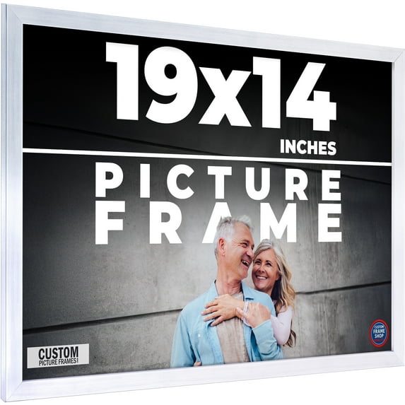 19x14 Frame Silver Stainless Steel Solid Wood Picture Frame | 0.75 Inch Moulding Width | Includes