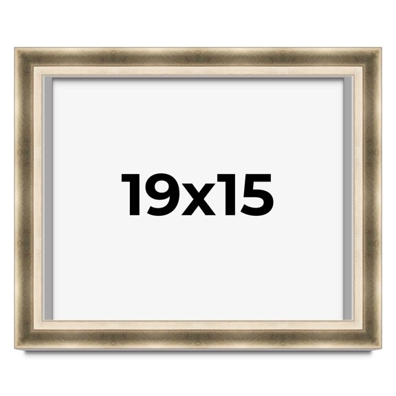 19x15 Shadow Box Frame Silver | 1.75 inches Deep Real Wood Traditional Shadowbox Display Frame | UV