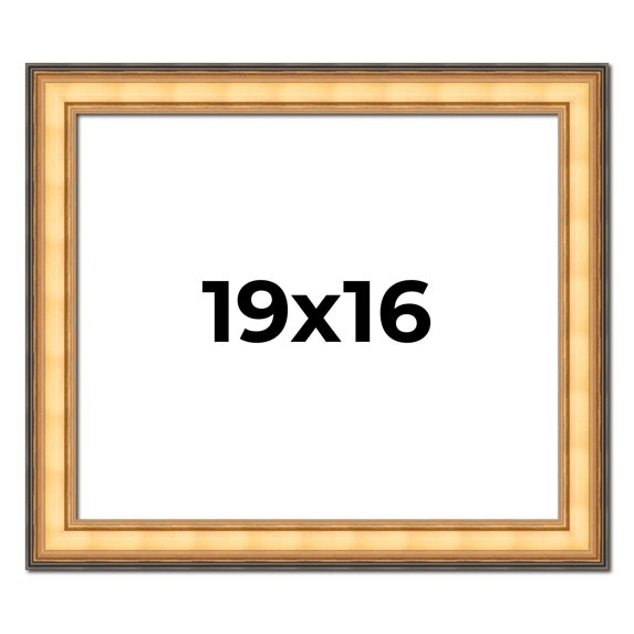 19x16 Frame Gold Plein Aire Solid Wood Picture Frame Width 2 Inches | Interior Frame Depth 0.5