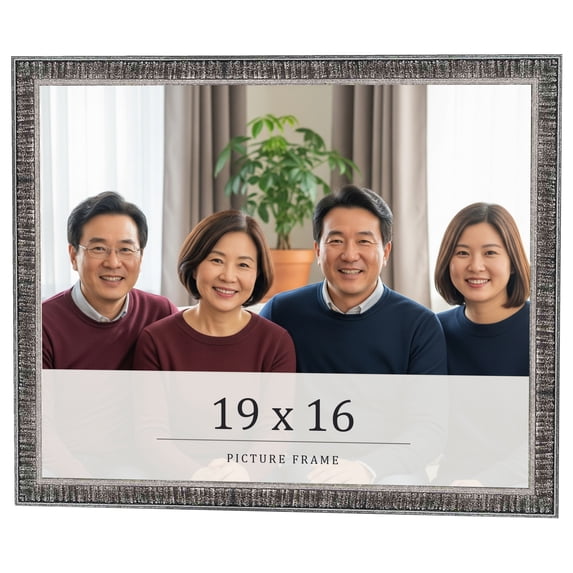 19x16 Frame Silver Grey Distressed Solid Wood Picture Frame | 0.75 Inch Moulding Width | Interior