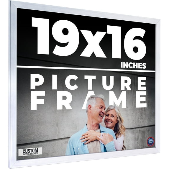 19x16 Frame Silver Stainless Steel Solid Wood Picture Frame | 0.75 Inch Moulding Width | Includes