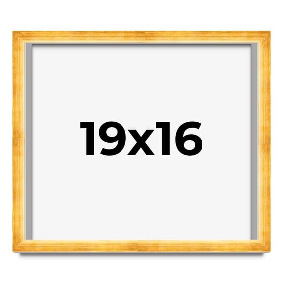 19x16 Shadow Box Frame Gold | 1.625 Inches Deep Real Wood Traditional Shadowbox Display Frame | UV