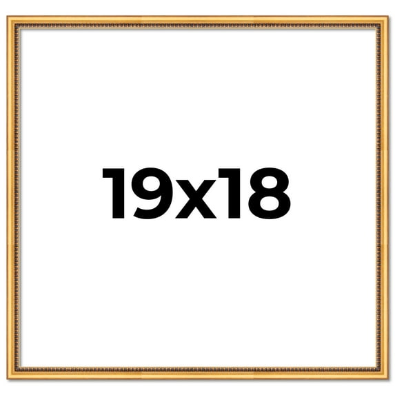 19x18 Frame Beaded Gold Solid Wood Picture Frame | 0.75 Inches Moulding Width | Liscio Oro