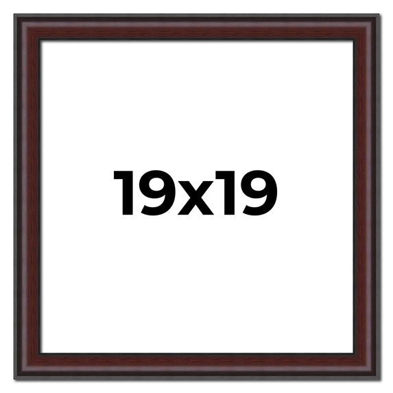 19x19 Frame Brown Round Mahogany Solid Wood Picture Frame | 1.625 Inch Moulding Width | with UV