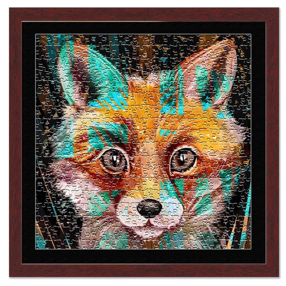19x19 Frame for Jigsaw Puzzles - Wooden Brown Puzzle Frame with Mat (Black) For Puzzles Measuring 19x19 Inches