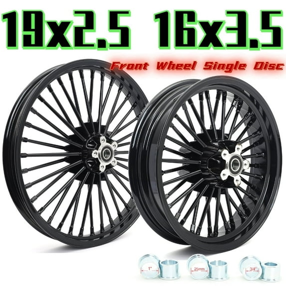 19x2.5 16x3.5 Fat Spoke Wheels Rims for Harley Sportster Iron 883 XL883N Iron 1200 XL1200NS 2010-2022 2011 2012 2013 2014 2015 2016 2017 2018 2019 2020 2021 Powder-coated Black