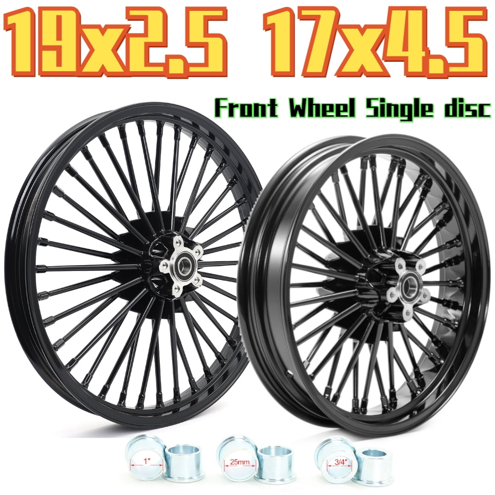 19x2.5 17x4.5 Fat Spoke Front Rear Wheels Rims Set for Harley Davidson ...
