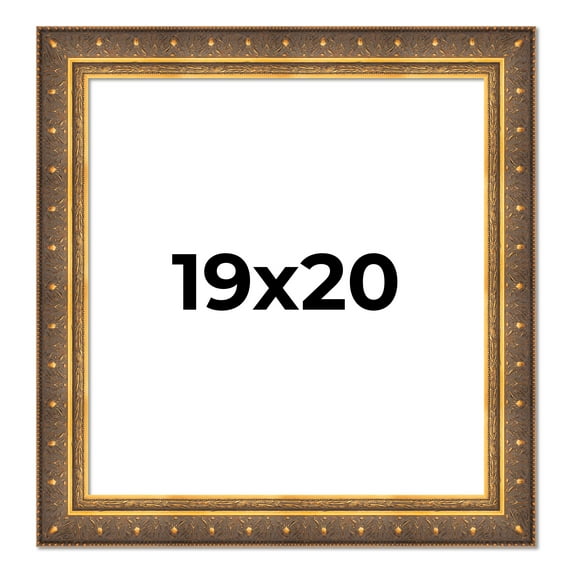 19x20 Frame Vintage Gold Solid Wood Picture Frame | 2.5 Inch Moulding Width | Ornate Bronze Museo