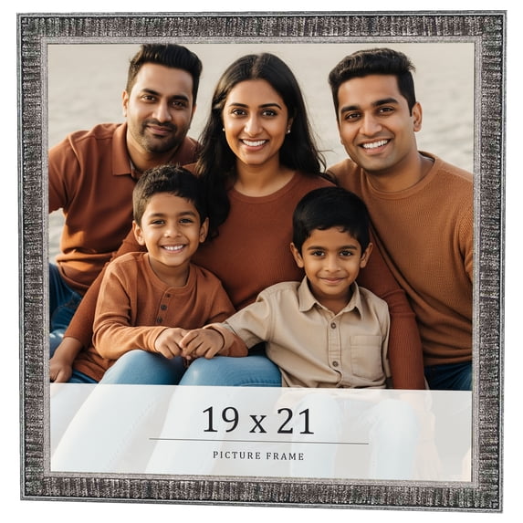 19x21 Frame Silver Grey Distressed Solid Wood Picture Frame | 0.75 Inch Moulding Width | Interior