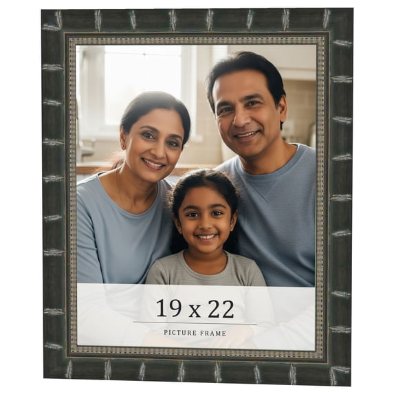 19x22 Frame Black Bamboo Solid Wood Picture Frame Width 1.5 Inches | Interior Frame Depth 0.5