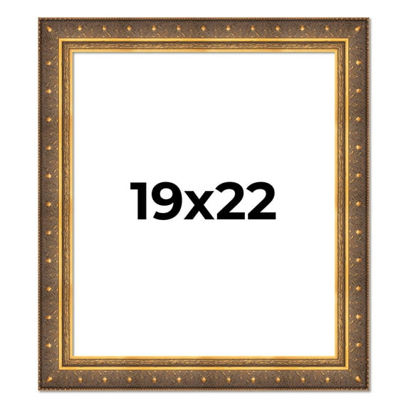 19x22 Frame Vintage Gold Solid Wood Picture Frame | 2.5 Inch Moulding Width | Ornate Bronze Museo