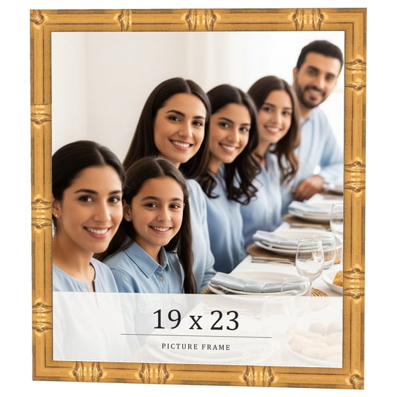 19x23 Frame Gold Bamboo Solid Wood Picture Frame | 1 Inch Moulding Width | Interior Frame Depth