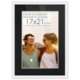 thumbnail image 1 of 19x23 White Picture Frame with 16.5x20.5 Black Mat Opening for 17x21 Image, 0.75 Inch Border, UV, 1 of 5