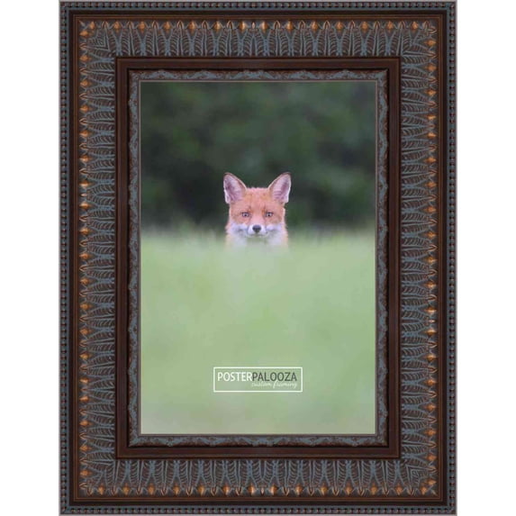 19x24 3.5" Wide Ornate Brown Picture Frame - UV Acrylic, Foam Board Backing, Hanging Hardware
