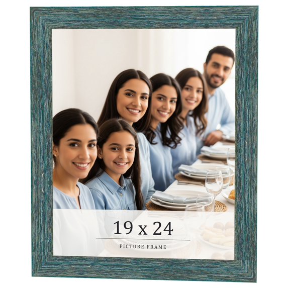 19x24 Frame Blue Rustic Barnwood Solid Wood Picture Frame Width 1.25 Inches | Interior Depth 0.5