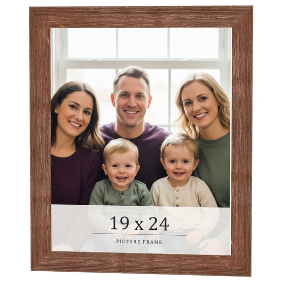 19x24 Frame Brown Farmhouse Solid Wood Picture Frame Width 1.5 Inches | Interior Frame Depth 0.5